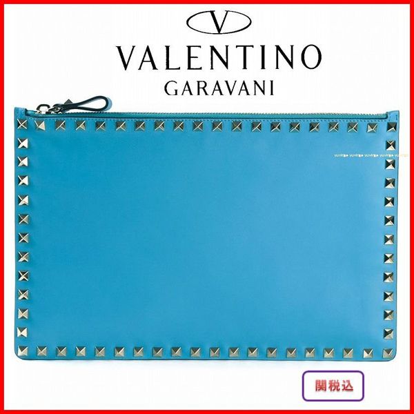 2016新作 【Valentino ヴァレンティノスーパーコピー】RockstudクラッチバッグＬ Blue