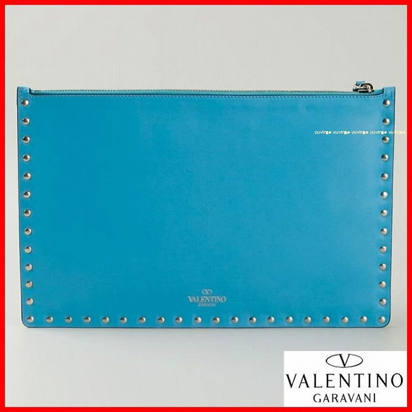 2016新作 【Valentino ヴァレンティノスーパーコピー】RockstudクラッチバッグＬ Blue