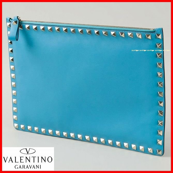 2016新作 【Valentino ヴァレンティノスーパーコピー】RockstudクラッチバッグＬ Blue