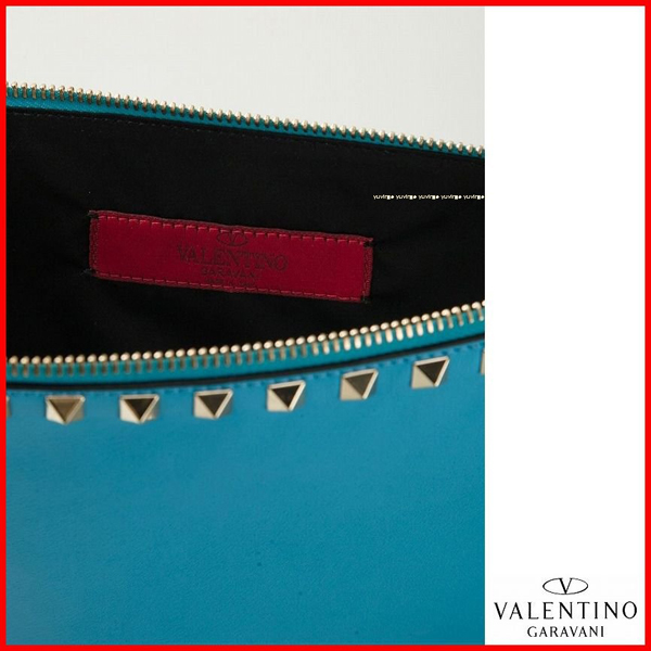 2016新作 【Valentino ヴァレンティノスーパーコピー】RockstudクラッチバッグＬ Blue