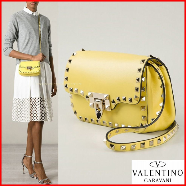2016新作【Valentino ヴァレンティノスーパーコピー】Rockstudクロスボディ イエロー
