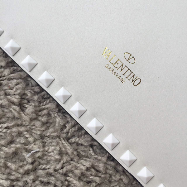 2016年春夏 Valentino ヴァレンティノスーパーコピー White Rockstud leather clutch