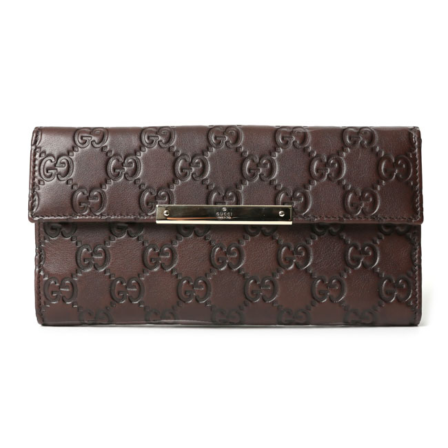 GUCCI グッチ 112715 A0V1G 2019 グッチシマレザー METAL BAR 長財布 チョコレー