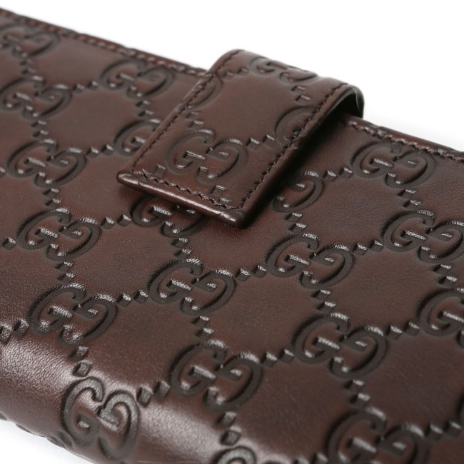 GUCCI グッチ 112715 A0V1G 2019 グッチシマレザー METAL BAR 長財布 チョコレー