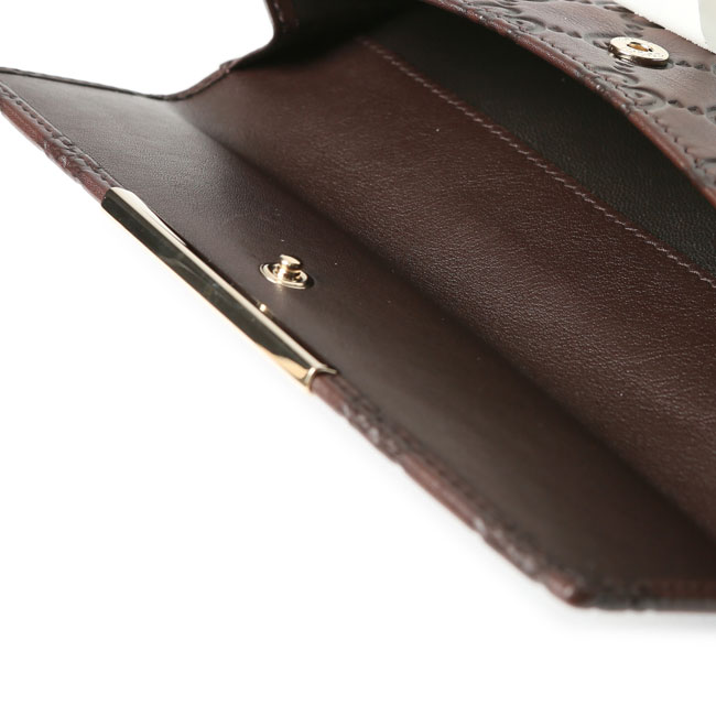 GUCCI グッチ 112715 A0V1G 2019 グッチシマレザー METAL BAR 長財布 チョコレー