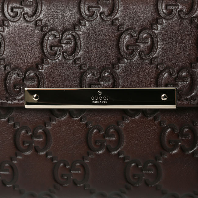 GUCCI グッチ 112715 A0V1G 2019 グッチシマレザー METAL BAR 長財布 チョコレー
