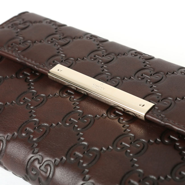 GUCCI グッチ 112715 A0V1G 2019 グッチシマレザー METAL BAR 長財布 チョコレー