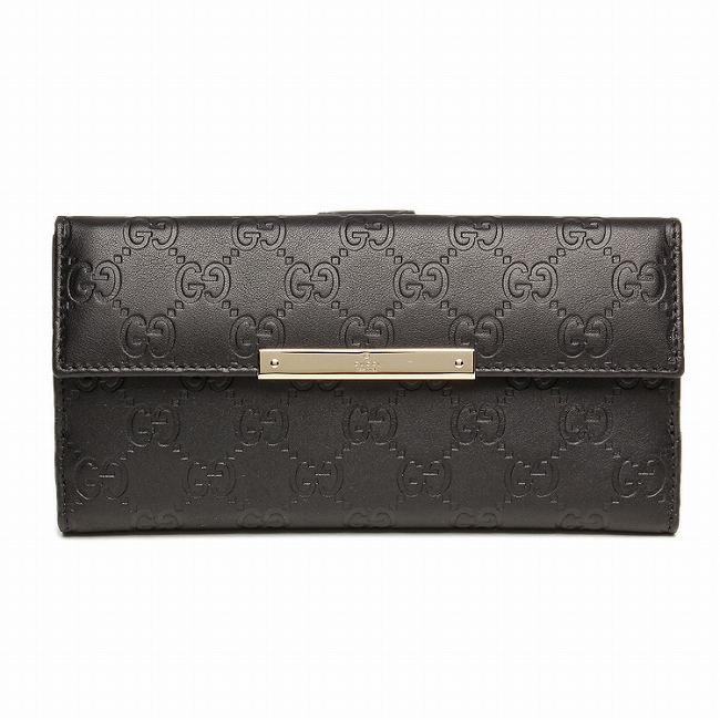 GUCCI グッチ ぐっち 財布 さいふ GUCCISSIMA 112715 A0V1G 1000 グッチシマレザー GUCCISSIMA メタルバー METALBAR 長財布 ブラック