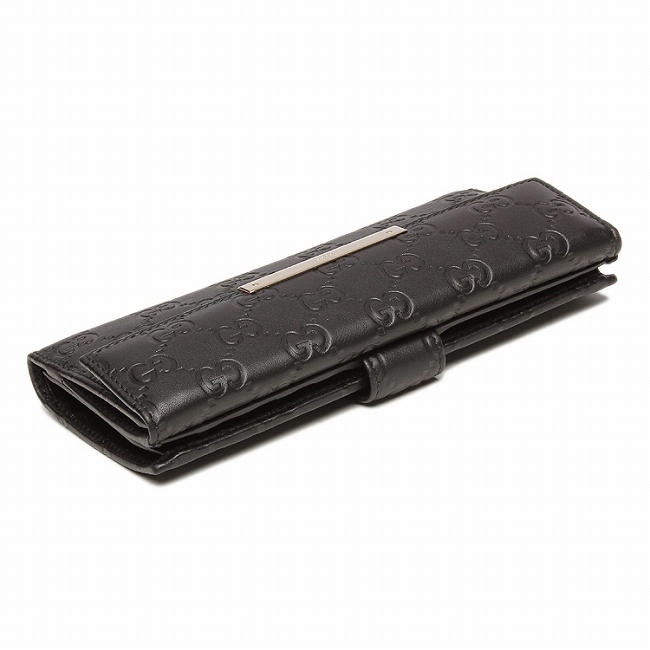 GUCCI グッチ ぐっち 財布 さいふ GUCCISSIMA 112715 A0V1G 1000 グッチシマレザー GUCCISSIMA メタルバー METALBAR 長財布 ブラック