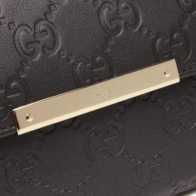GUCCI グッチ ぐっち 財布 さいふ GUCCISSIMA 112715 A0V1G 1000 グッチシマレザー GUCCISSIMA メタルバー METALBAR 長財布 ブラック