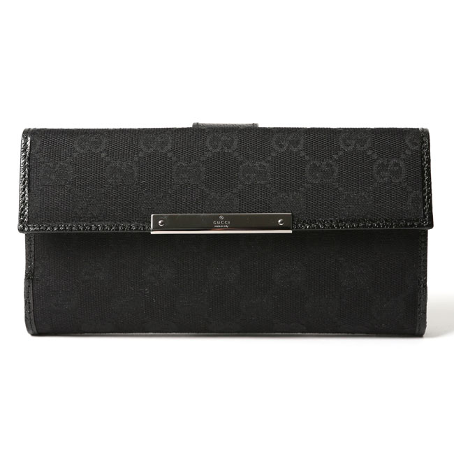 GUCCI グッチ 112715 F40IR 1000 GGキャンバス METAL BAR メタルバー 長財布 ブラック/ブラック