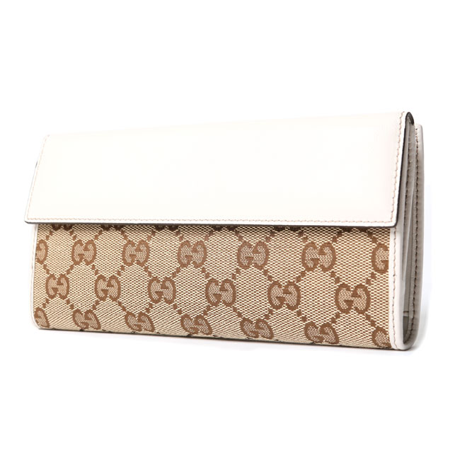 GUCCI グッチ 203550 FFPAG 9761 GGキャンバス×ハ－トメタル HEART 長財布 ベージュ/アイボリー