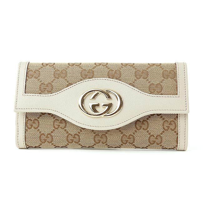グッチ GUCCI 282426 FAFXG 9761 GGキャンバス スーキー SUKEY Wホック長財布 ベージュ/アイボリー