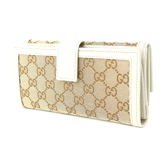 グッチ GUCCI 282426 FAFXG 9761 GGキャンバス スーキー SUKEY Wホック長財布 ベージュ/アイボリー