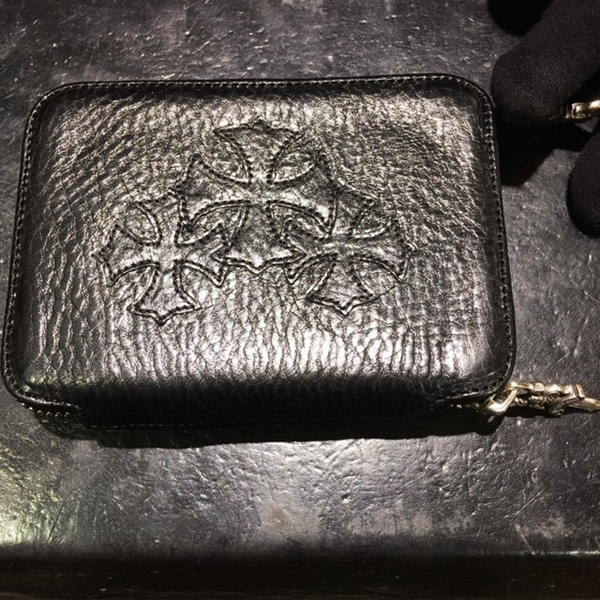 国内発/クロムハーツ財布スーパーコピー/ベビーバンクローバー/ 小銭入れ分離/BLK