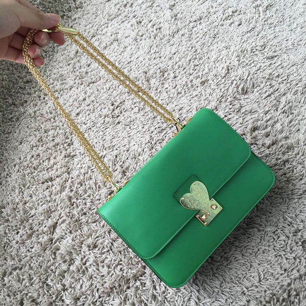 2016AW セレブ愛用者多数☆Valentino ヴァレンティノスーパーコピー☆ Green L'Amour Leather Shoulder Bag