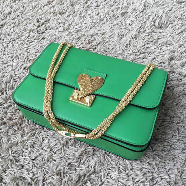 2016AW セレブ愛用者多数☆Valentino ヴァレンティノスーパーコピー☆ Green L'Amour Leather Shoulder Bag