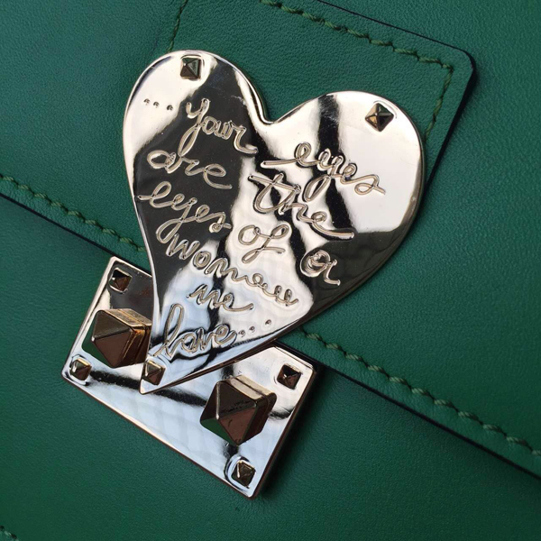 2016AW セレブ愛用者多数☆Valentino ヴァレンティノスーパーコピー☆ Green L'Amour Leather Shoulder Bag