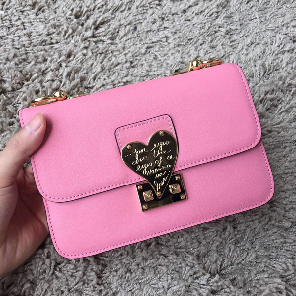 2016AW セレブ愛用者多数☆Valentino ヴァレンティノスーパーコピー☆ Pink L'Amour Leather Shoulder Bag