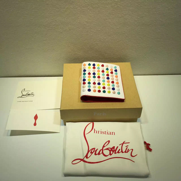 2016新作 Louboutin クリスチャン ルブタン財布スーパーコピー MILOS CALF MULTICOLOR SPIKES VERSION WHITE
