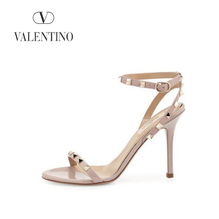2016新作 【Valentino ヴァレンティノスーパーコピー】Rockstud Leather Ankle-Wrap Sandal