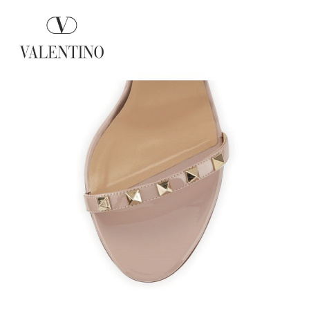 2016新作 【Valentino ヴァレンティノスーパーコピー】Rockstud Leather Ankle-Wrap Sandal