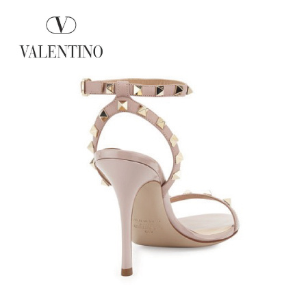 2016新作 【Valentino ヴァレンティノスーパーコピー】Rockstud Leather Ankle-Wrap Sandal