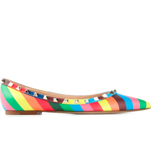 15SS V113 Valentino ヴァレンティノスーパーコピー 1973 chevron 'Rockstud' ballerinas