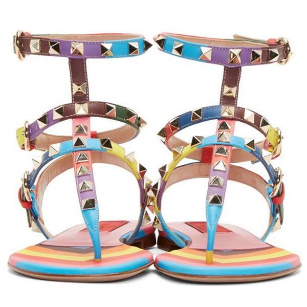 2016最新作 大注目 Valentino ヴァレンティノスーパーコピー Rockstud 1973レザーサンダル