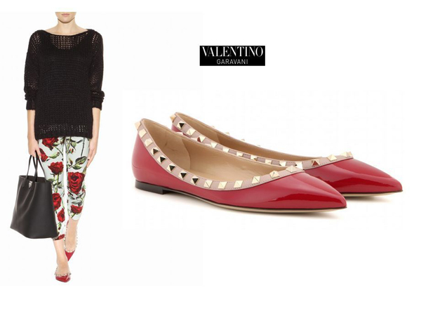 ヨンアさん愛用★2016AW Valentino ヴァレンティノスーパーコピー★ロックスタッズ バレリーナ 赤