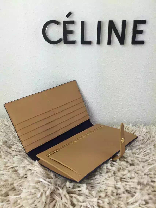 《新作限定 エレ女ネイビー 》2016秋冬新作CELINE セリーヌ コピー ストラップ　ラージ　マルチファンクション　ドラムドカーフスキン　長財布　ディープシ