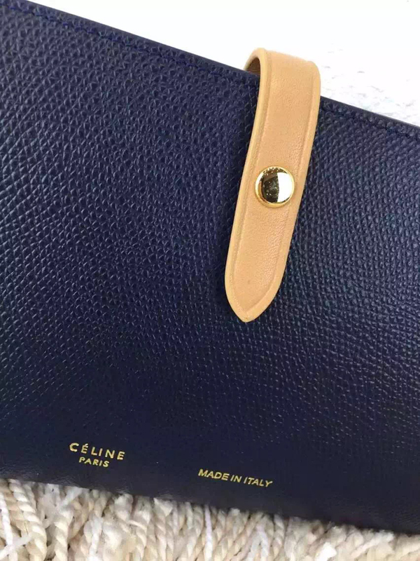 《新作限定 エレ女ネイビー 》2016秋冬新作CELINE セリーヌ コピー ストラップ　ラージ　マルチファンクション　ドラムドカーフスキン　長財布　ディープシ