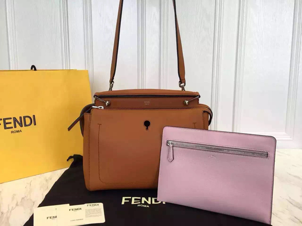 2016新作 フェンディスーパーコピー Fendi☆DOTCOM ハンドバッグ☆ブラウン