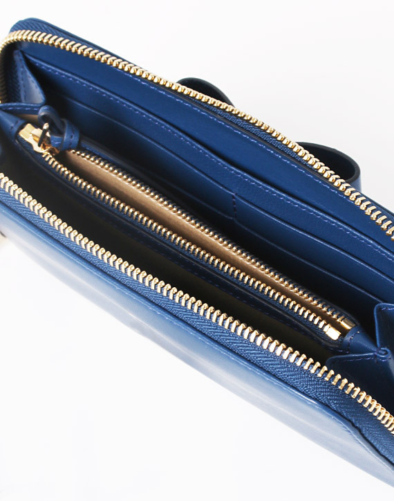 2016新作 Chloe クロエスーパーコピー Leather Bowラウンドジップ長財布☆BL
