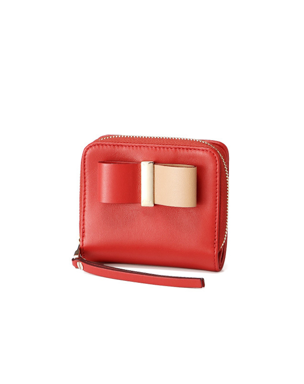 2016新作 CHLOE (クロエスーパーコピー)二つ折り財布 PAPRIKA RED　レッド LEATHER BOW