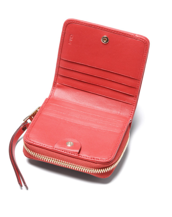 2016新作 CHLOE (クロエスーパーコピー)二つ折り財布 PAPRIKA RED　レッド LEATHER BOW