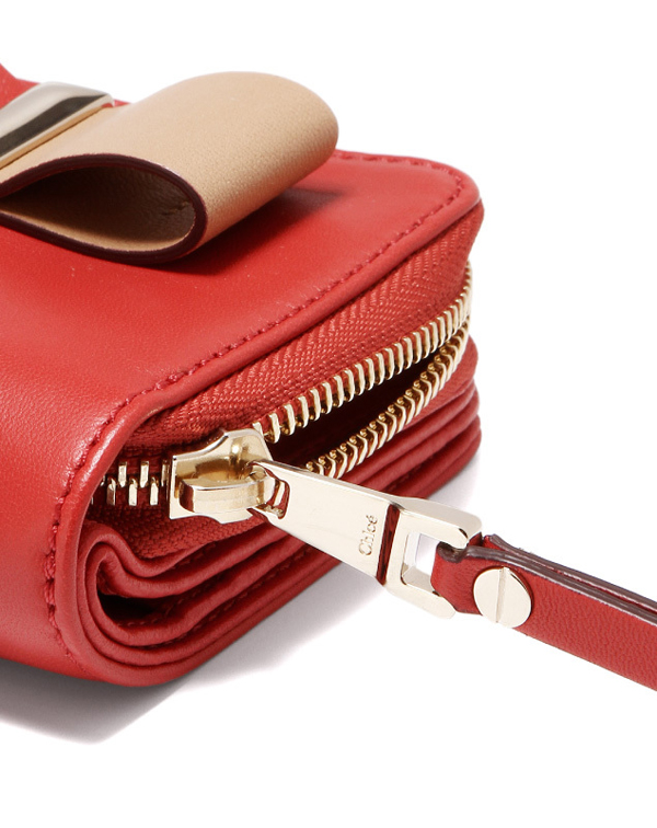 2016新作 CHLOE (クロエスーパーコピー)二つ折り財布 PAPRIKA RED　レッド LEATHER BOW