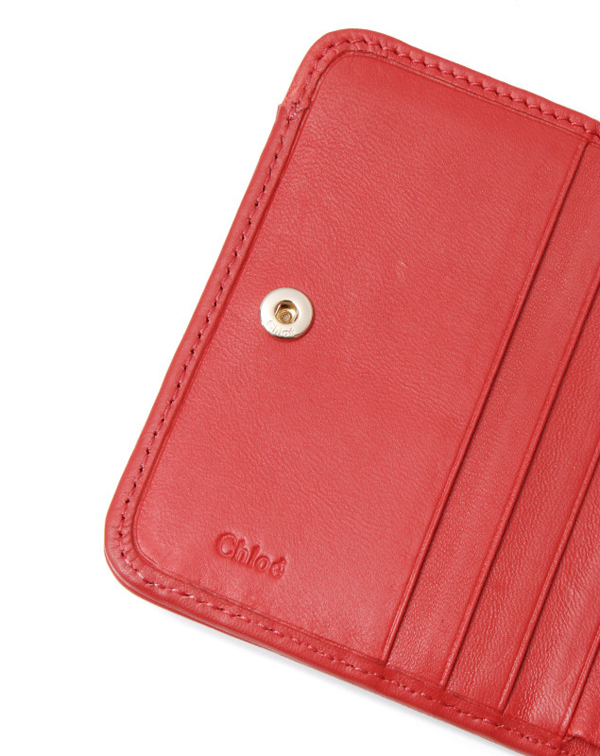 2016新作 CHLOE (クロエスーパーコピー)二つ折り財布 PAPRIKA RED　レッド LEATHER BOW