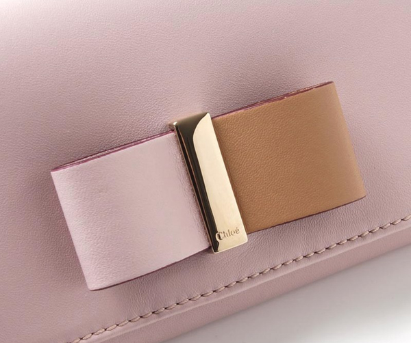 2016新作 Chloe クロエスーパーコピー LEATHER BOW 折り長財布☆BLOSSOM PINK