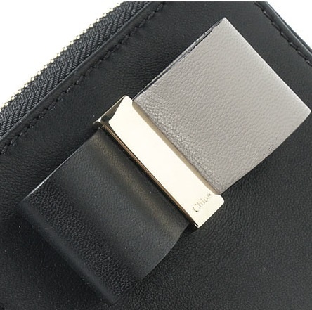 15-16年秋冬 Chloe クロエスーパーコピー LEATHER BOW 折り財布☆BLACK