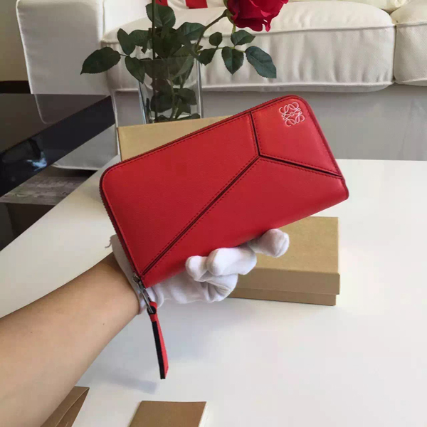 2016SS LOEWE UZZLE ロエベスーパーコピー ラウンドジップ長財布☆RED