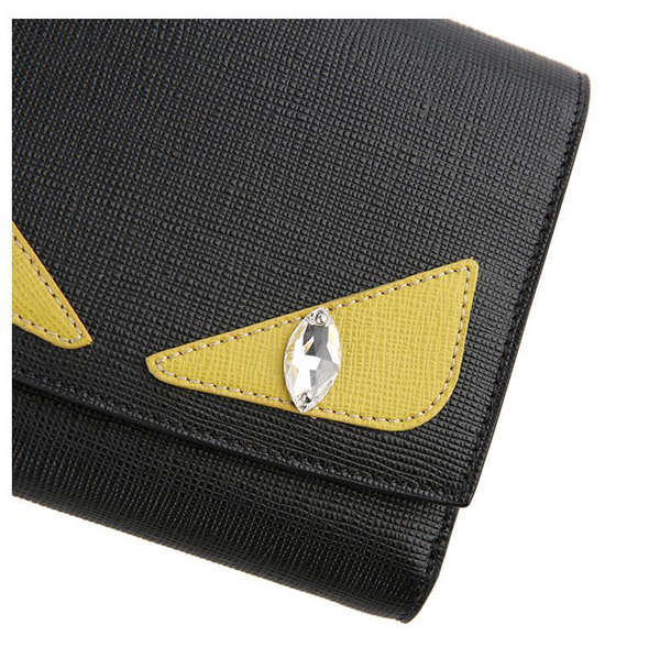フェンディスーパーコピー FENDI 16SS BAG BUGS 二つ折り財布 BLACK/YELLOW 8M 0358 5PTF 0768