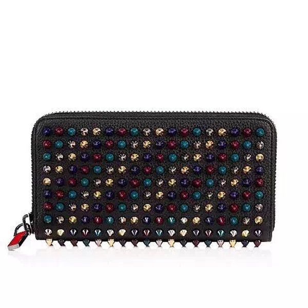2016New クリスチャン ルブタン コピー Christian Louboutin マルチスパイク長財布 Black 1165045M039