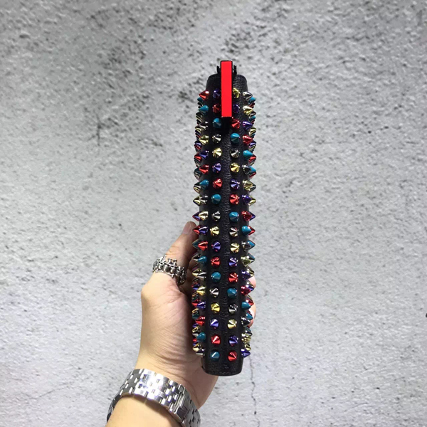 2016New クリスチャン ルブタン コピー Christian Louboutin マルチスパイク長財布 Black 1165045M039