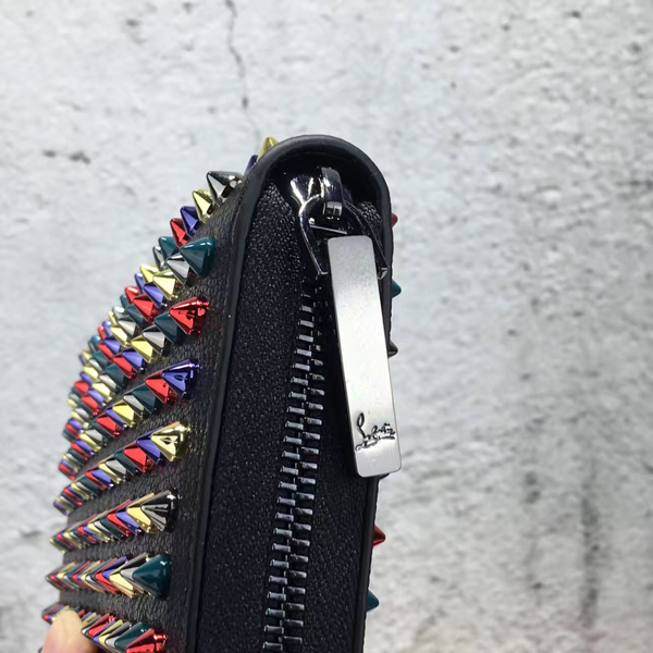 2016New クリスチャン ルブタン コピー Christian Louboutin マルチスパイク長財布 Black 1165045M039