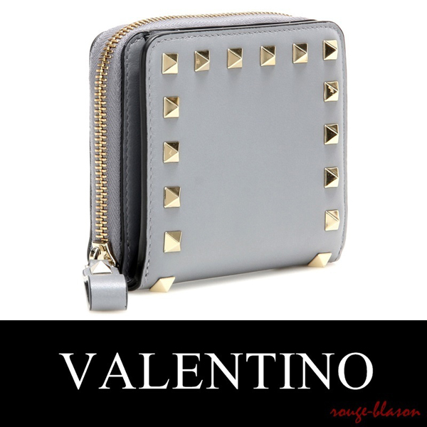 ヴァレンティノスーパーコピー Valentino 財布 ロックスタッズ パステルグレイ