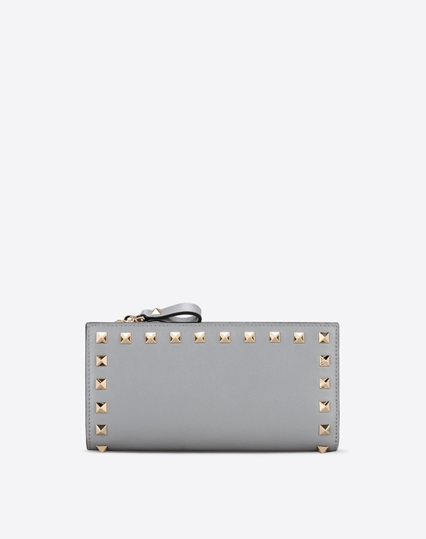 ●VALENTINO●秋冬新作 ヴァレンティノスーパーコピー ロックスタッズ ウォレット グレー LW2P0301BOL S71