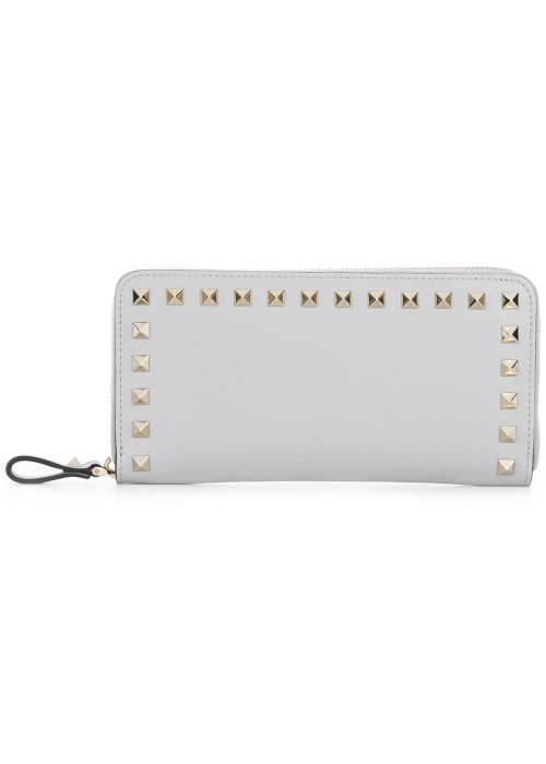 2016-17AW 【VALENTINO】ヴァレンティノスーパーコピー VIPセール【Rockstud】長財布/ライトグレー