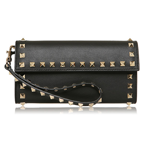 2017新作VALENTINO 16AW ヴァレンティノスーパーコピー ロックスタッド 長財布/クラッチバック_BLACK LW0P0225 0NO