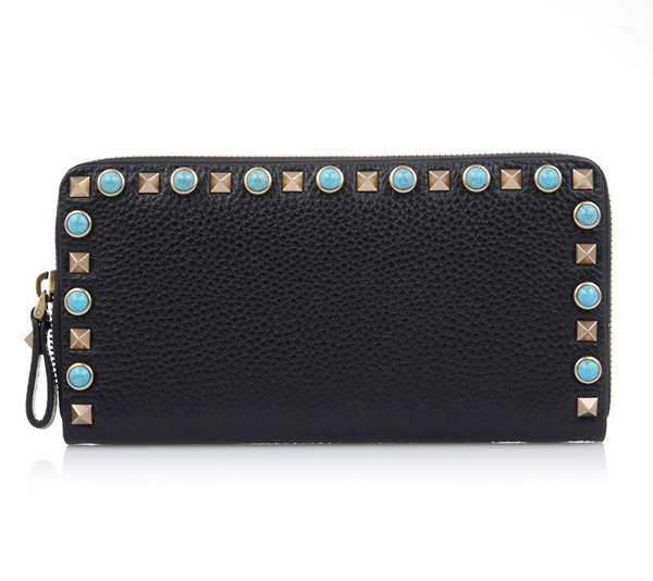 2017新作 ヴァレンティノスーパーコピー VALENTINO ZIP AROUND STUDS WALLET LW2P00 79 VQ1 0NO